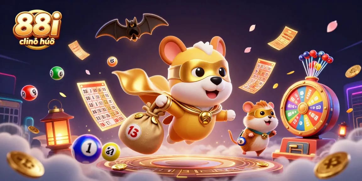 Win big at 88i chính thức with vibrant lottery and gambling elements in this dynamic casino illustration.