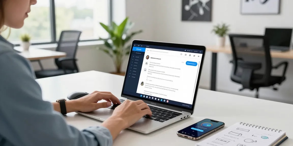 Engaging with Telegram Web Version in a contemporary workspace, highlighting productivity and collaboration.