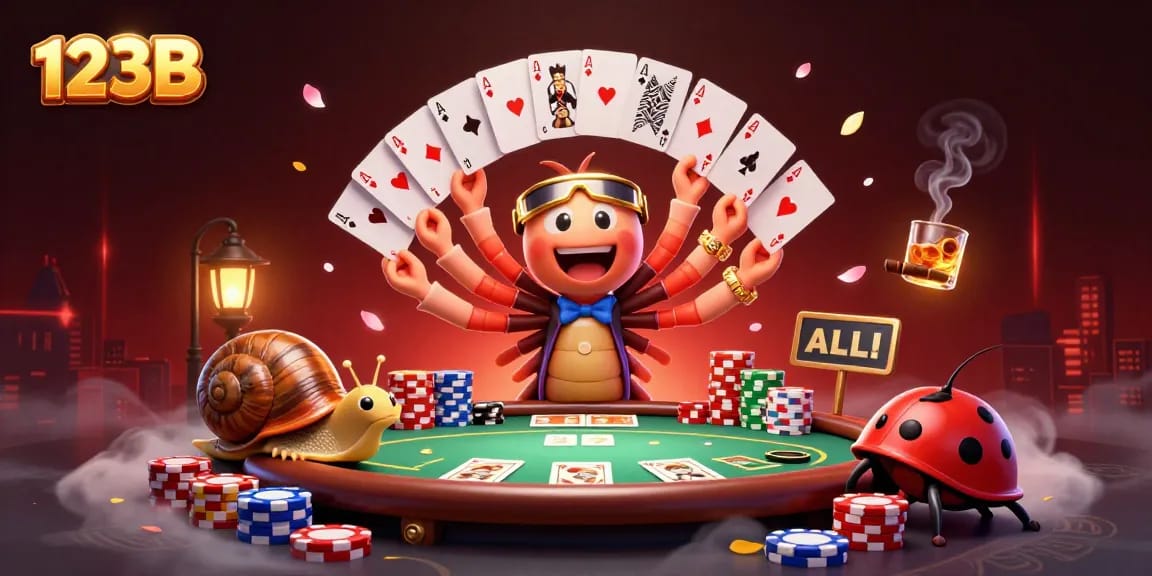 Experience thrilling bets at 123B's vibrant casino with an exciting 3D dealer scene!