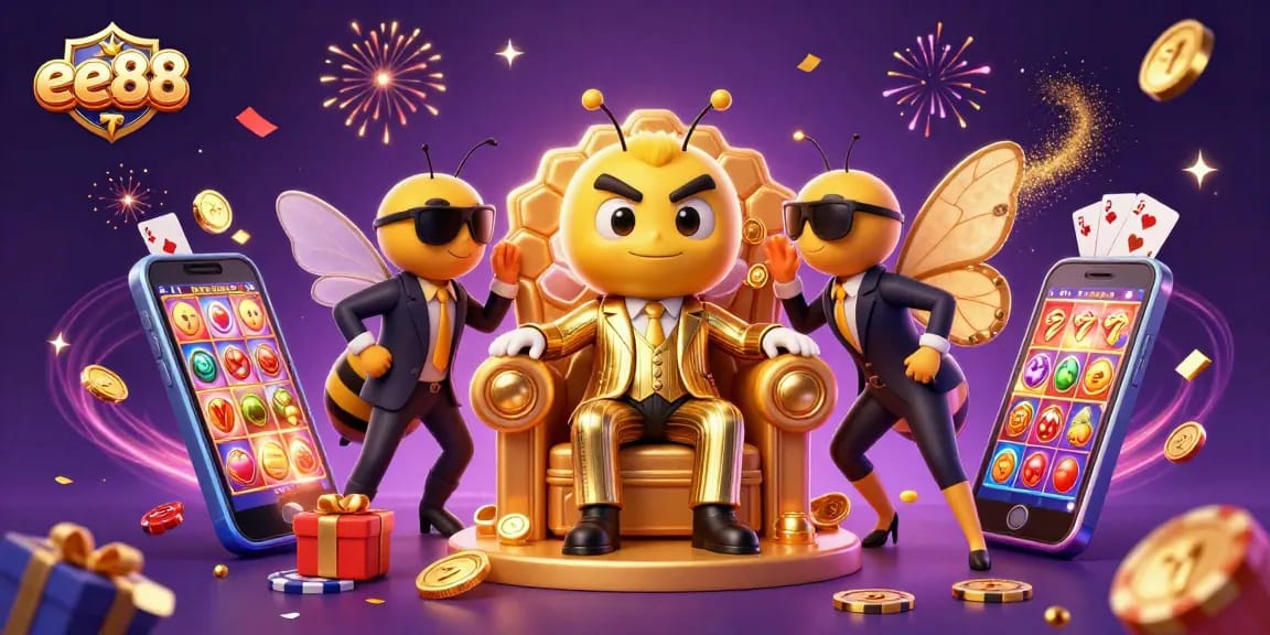 Win big with ee88's immersive 3D casino experience featuring a bumblebee mob boss.