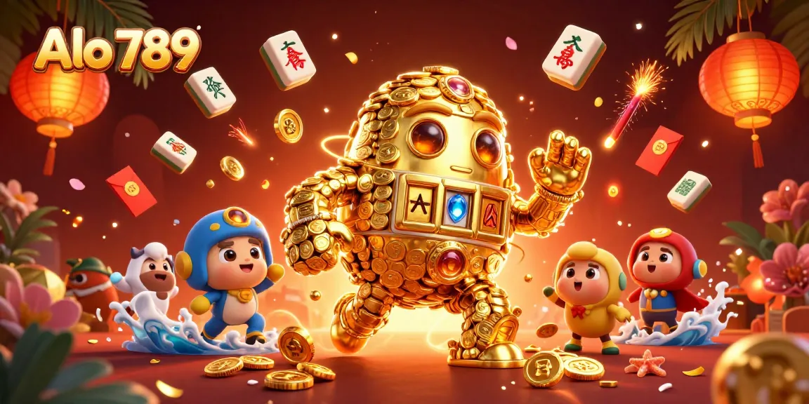 Experience the thrill of Alo 789 with dynamic golem character and vibrant casino elements